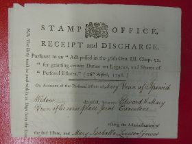 Receipt from Stamp Office (stamped) in the Estate of Mary Venn deceased pursuant to an Act passed in