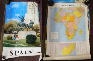 Poster/Map - (1) poster of Spain, coloured, (1) map of Africa coloured, good condition