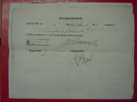 Receipt from Stamp Office (stamped) for Legacies (2) and Annuities (2) on Account of the Personal