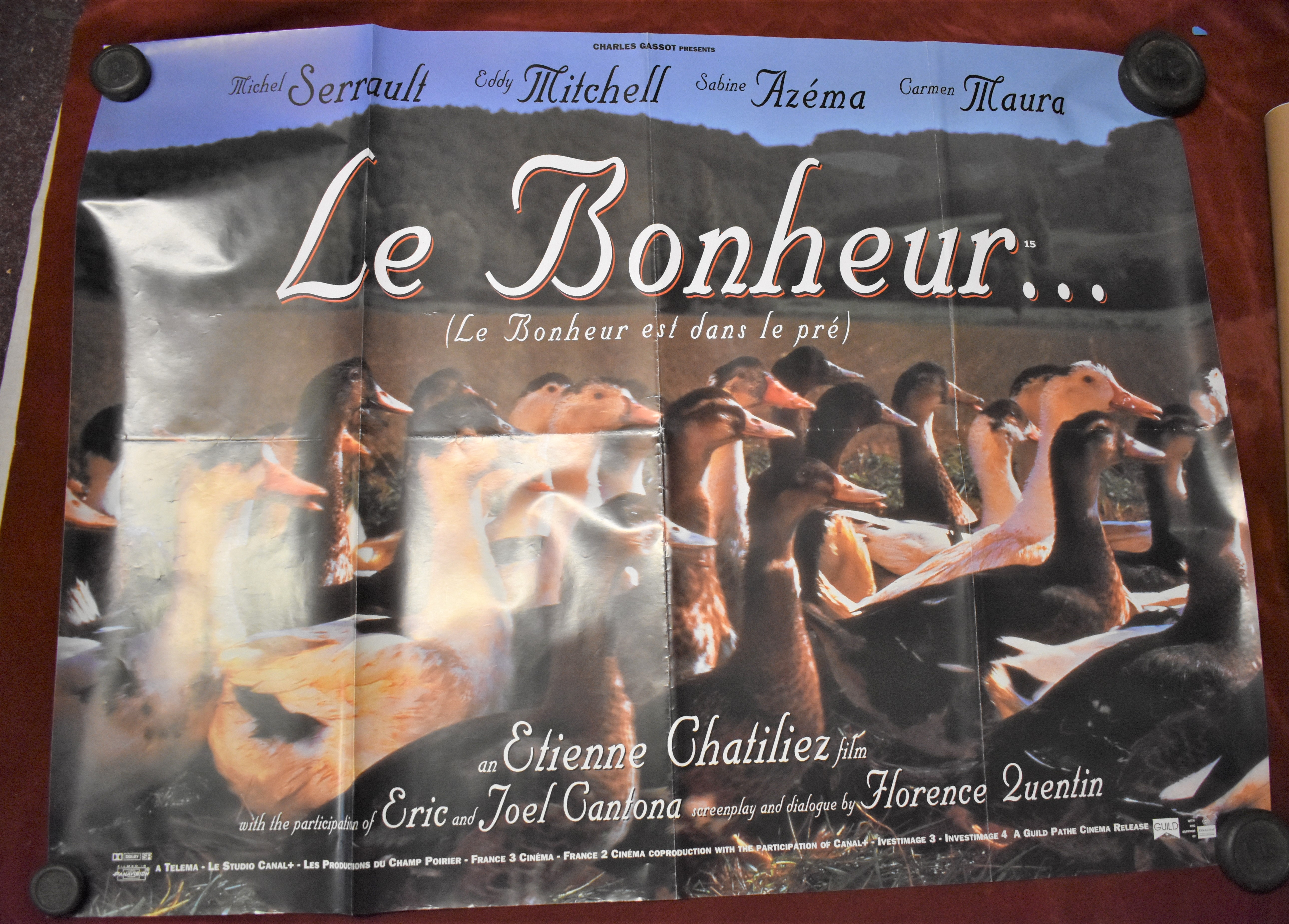 Film Poster (8) - 'Le Bonheur' starring Michael Serrault & Eddy Mitchell, measurements 100cm x 76cm, - Image 3 of 4