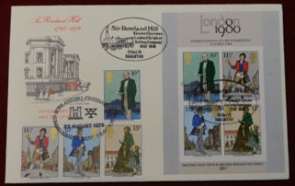 Great Britain FDC 1979 (24 Oct) Rowland Hill set, London & Brighton H/S and (22 Oct) Min sheet