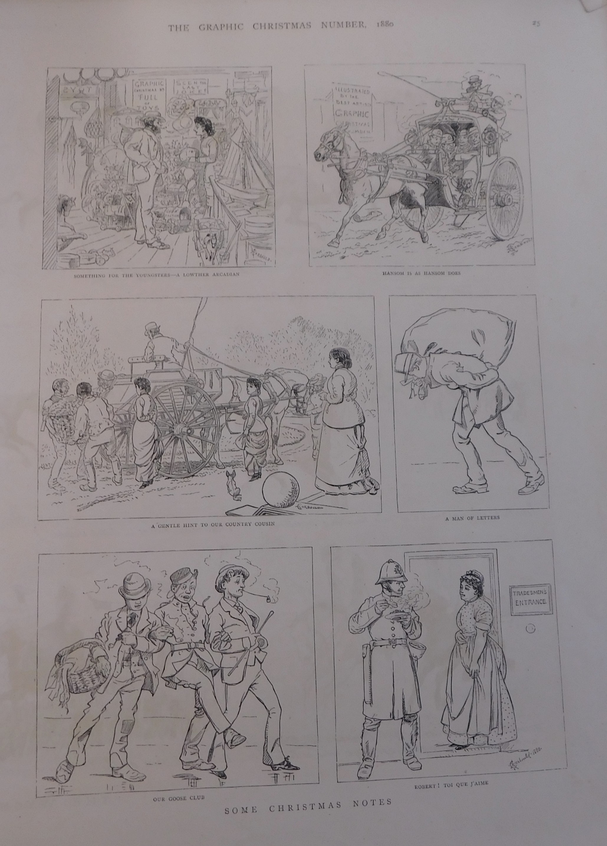 Pages from the Graphic Christmas Number 1880 - with coloured drawing & cartoon type sketches and - Image 4 of 4