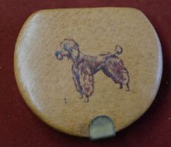 Swaine-Brigg Power Compact - Leather case with a poodle, good condition