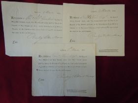 London - Stamped Receipts (3) To Edward Venn for payments of £50.00, £100.00 and £500.00 by him on
