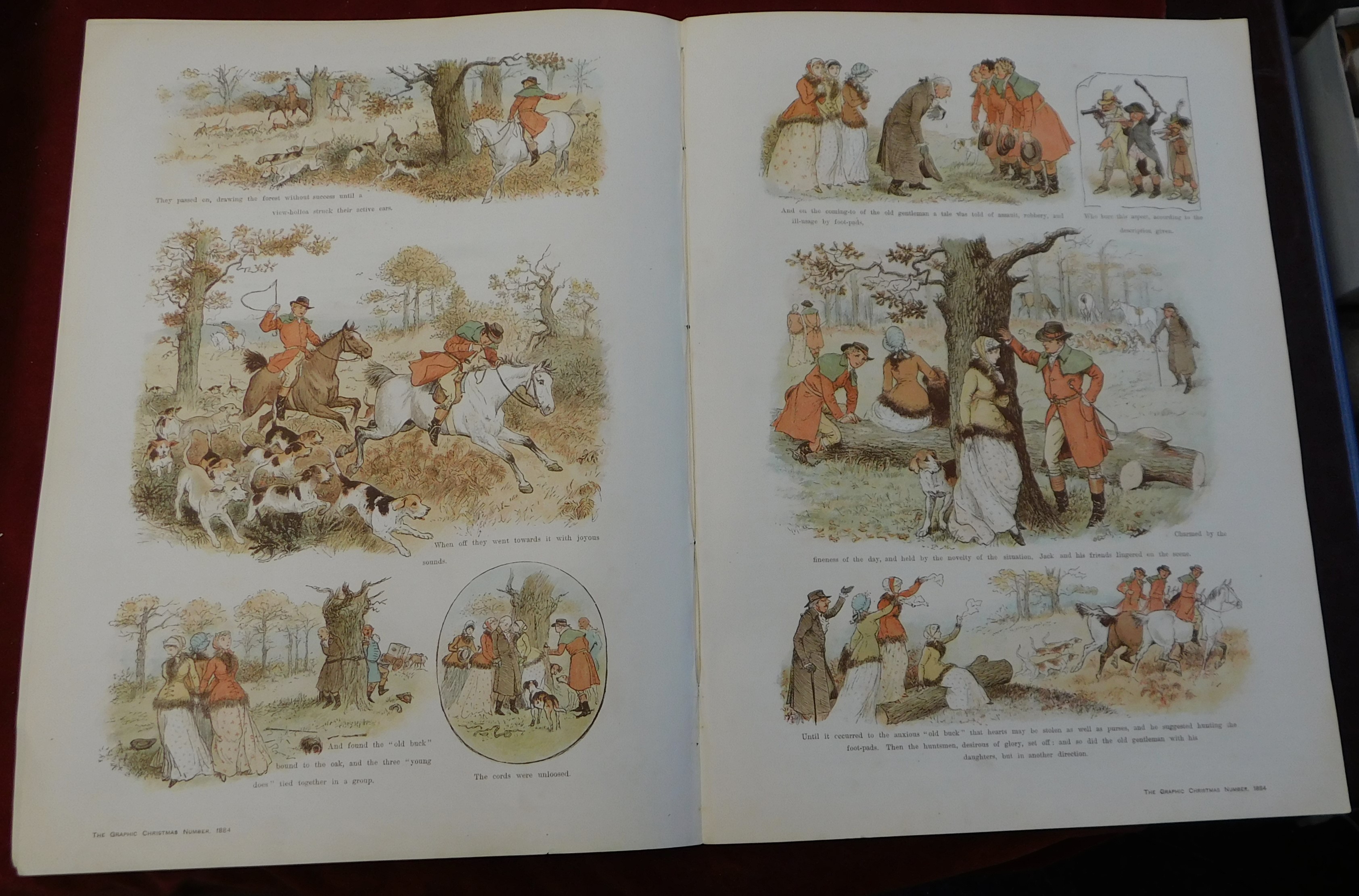 Pages from the Graphic Christmas Number 1884 - with coloured drawings, including 'The legend of - Image 3 of 3