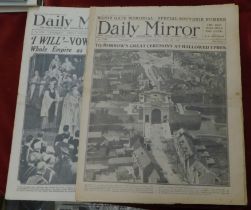 Daily Mirror Newspapers July 1927, (2) November 1934 - Wedding of Duke of Kent and his bride &