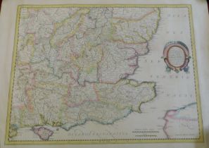 A Map of East Anglia - Mill aria Angelica Magna, Sumptibus Henrici Hondy. Written in Latin on vellum