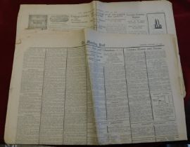 The Morning Post Newspaper (2) copies 1936-1937, discoloured frayed edges,