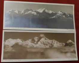 Photoreplica, Kanchenjunga, 2 very fine panoramic views by Oas Studios Darjeeling (12" x 5") one