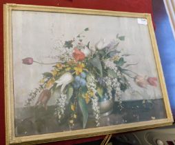 Painting (Floral)- by Vernon Ward watercolour signed-measurements 48cm x 40cm framed good condition