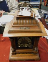 Free Standing Clock - Decorative wooden case clock, in working order, with keys, good condition