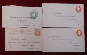 Great Britain 4x Queen Victoria (3) and George V pre-paid commercial stationery relating to