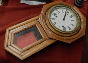 Wall Hanging Clock - with pendulum and keys, wooden case, working (Ansonia) good condition