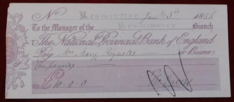 National Provincial Bank of England, Leominster, used bearer No Revenue 3rd Jan 1856, Leominster H/S