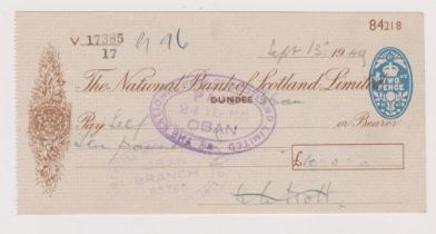 National Bank of Scotland, Dundee, used bearer BO27.10.47, brown on Lilac undpt, printer none