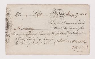 Bank of Scotland, Kelso, used bearer 11 Jan 1828