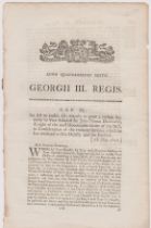 George III Parliamentary Act concerning the reward of actions rendered by Vice Admiral Sir John