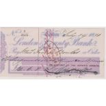 London & County Bank 21 Lombard St, London, used order CO 5.3.70, lilac on white, printer Charles