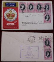 Cocos Islands 1953 Qantas Airways Souvenir Coronation airmail envelope posted to London, cancelled