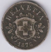 Switzerland 1876B 10 Rappen, KM6, fine
