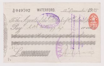 Bank of Ireland, Waterford, used order RO 17.7.05 black on white