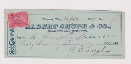 USA Albert Shupe & Co, Wooster, Ohio. Used order Mar 11 1899, Mch 4 1899, blue on pale blue, 2c