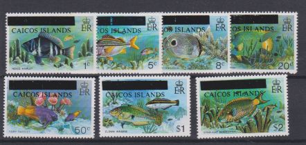 Caicos Islands 1981 optd postage SG 1-7 u/m set.