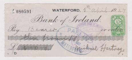 Bank of Ireland, Waterford, used order CO 21.11.25 black on white
