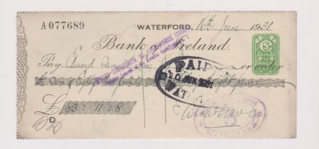 Bank of Ireland, Waterford, used order CO 16.9.20 black on white