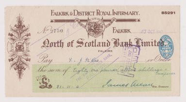 North of Scotland Bank Ltd. Falkirk & District Royal Infirmary, used order BO 23.8.47 brown on cream