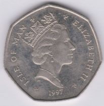 Isle of Man 1997 50 Pence, 27.3mm, GEF+