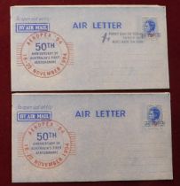 Australia 1944 50th anniv of Australia's 1st Aerogramme Aeropex 94 Air Letter pair with 70c Postal