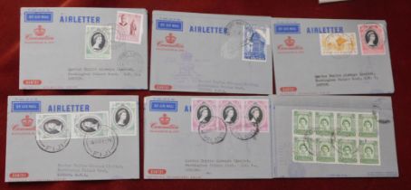 British Commonwealth 1953 group of six Qantas Airline Coronation Air Letters posted to London