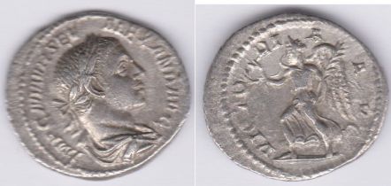 Roman - Severus Alexander A.D. 222-235 rev: VICTORIA AVG, victory advancing left. very fine or