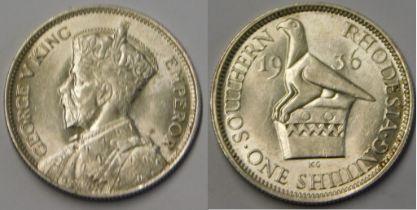Southern Rhodesia 1936 Shilling, AUNC, KM3 choice example