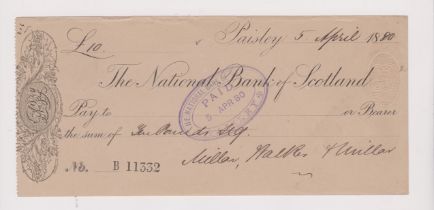 National Bank of Scotland, Paisley, used bearer CO 20.6.79, black on cream, printer Scott &