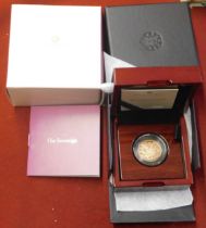 Gold 2022 United Kingdom Justice Piedfort Sovereign with Royal Mint box and certificate, 15.98
