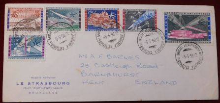 Belgium 1958 Inauguration of Brussels International Exhibition, envelope posted to UK cancelled 5.