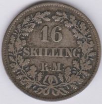 1886 16 Skilling Rigsmont, Silver, KM765, VF