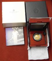 Gold 2022 United Kingdom Queen's Reign The Commonwealth quarter ounce coin, Royal Mint issue in case