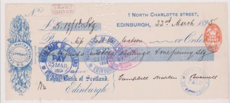 Royal Bank of Scotland, Edinburgh (1 North Charlotte St) used order RO 3.11.94 blue on white printer