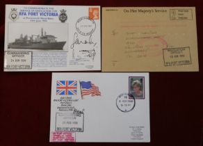 Great Britain Royal Navy covers 1993-98, 3 relating to RFA Fort Victoria support vessel