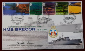 Great Britain Royal Navy cover HMS Brecon cover signed by the Commanding Officer, the 1st female