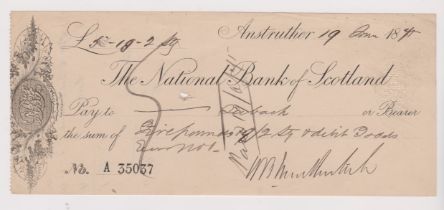 National Bank of Scotland, Anstruther used bearer CO 9.4.72, black on cream, printer Scott &