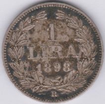 San Marino 1898E 1 Lire, Silver, KM4, EF