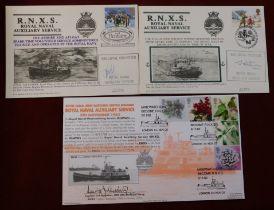 Great Britain Royal Navy Auxiliary Service (3) covers showing Fleet Fenders signed by their CO's R.