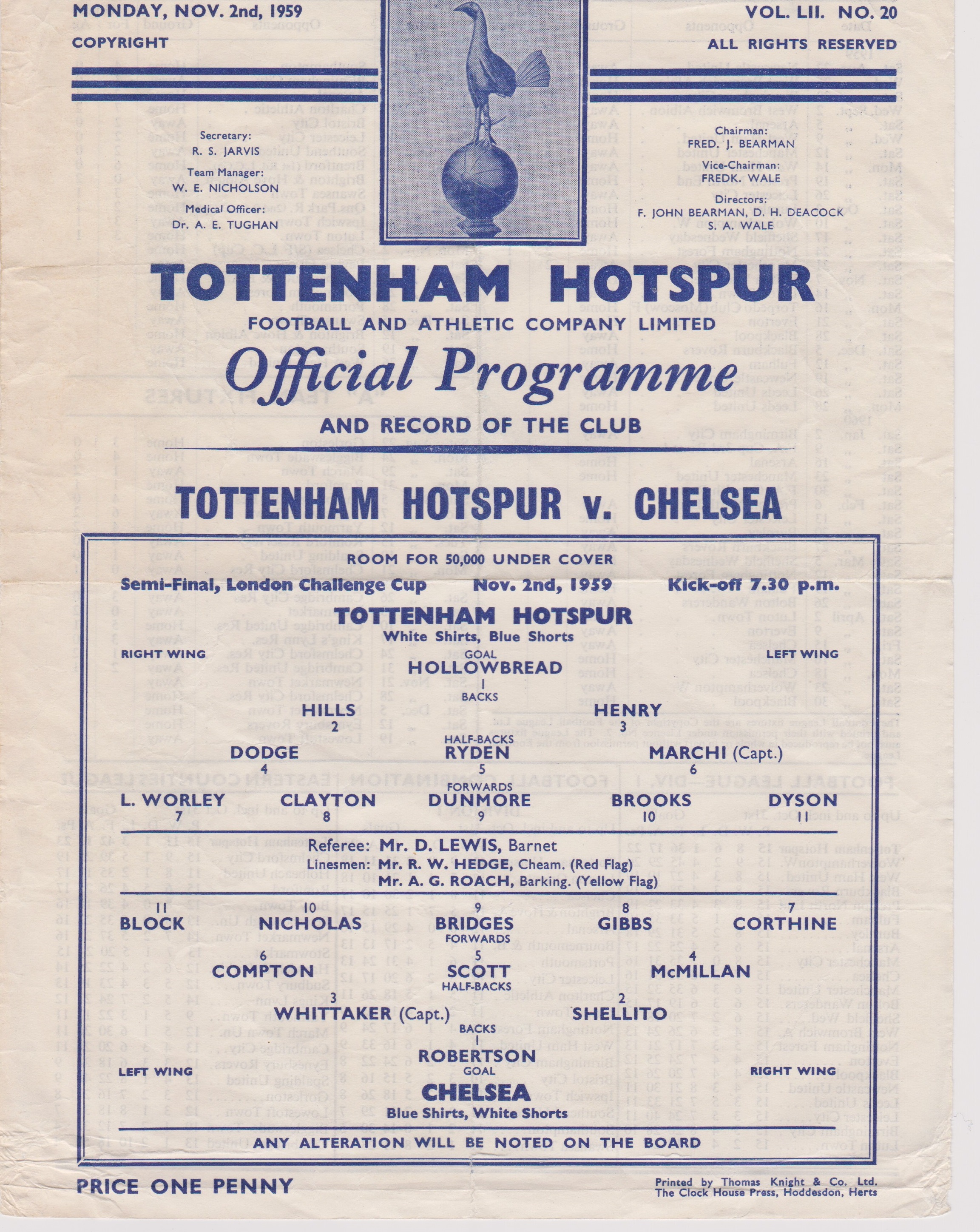 A collection of 7 programmes all featuring Chelsea in the London Challenge Cup. Homes v Tooting & - Image 2 of 4