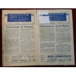 Manchester City home programmes both in the War Cup North from the 1944/45 season v Manchester