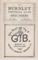 Programme Burnley v Newcastle United December 22nd 1934. Ex Bound Volume. Generally good