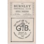 Programme Burnley v Newcastle United December 22nd 1934. Ex Bound Volume. Generally good